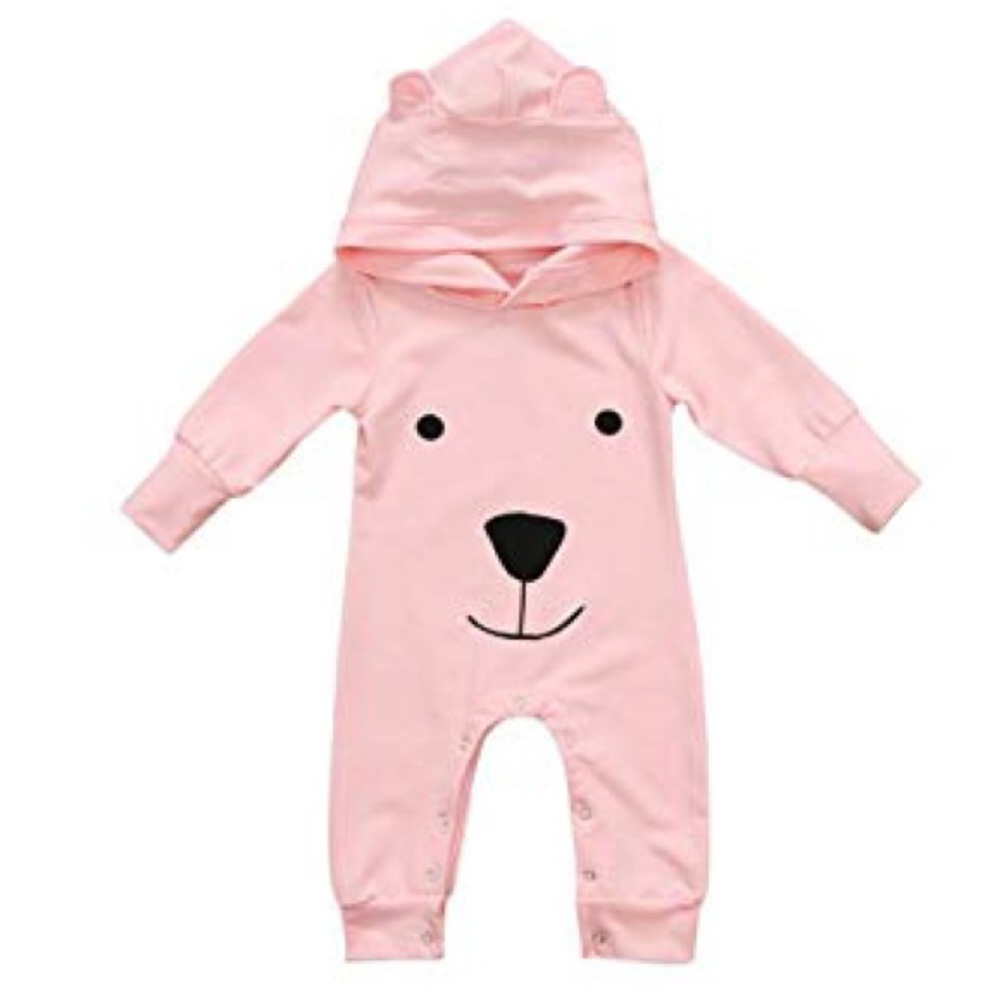 Baby Girl Bear Hooded Romper